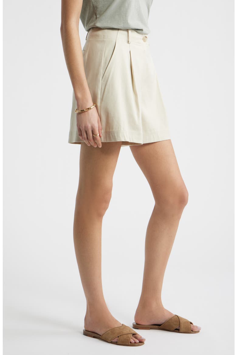 Pleated Linen Blend Shorts, Alternate, color, BEIGE OATMEAL