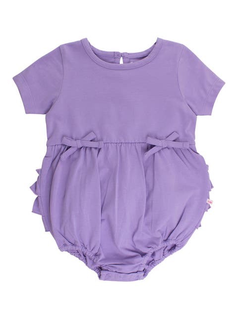 Knit Short Sleeve Bow Bubble Romper