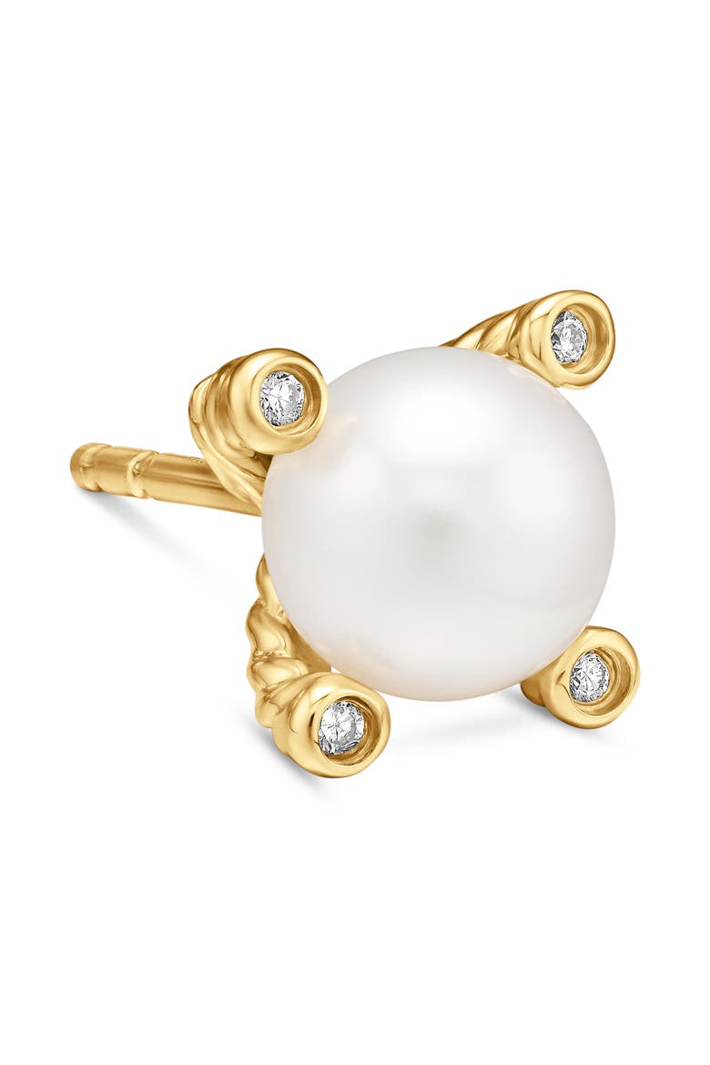 Genuine Pearl & Diamond Post Earrings, Alternate, color, TWO TONE