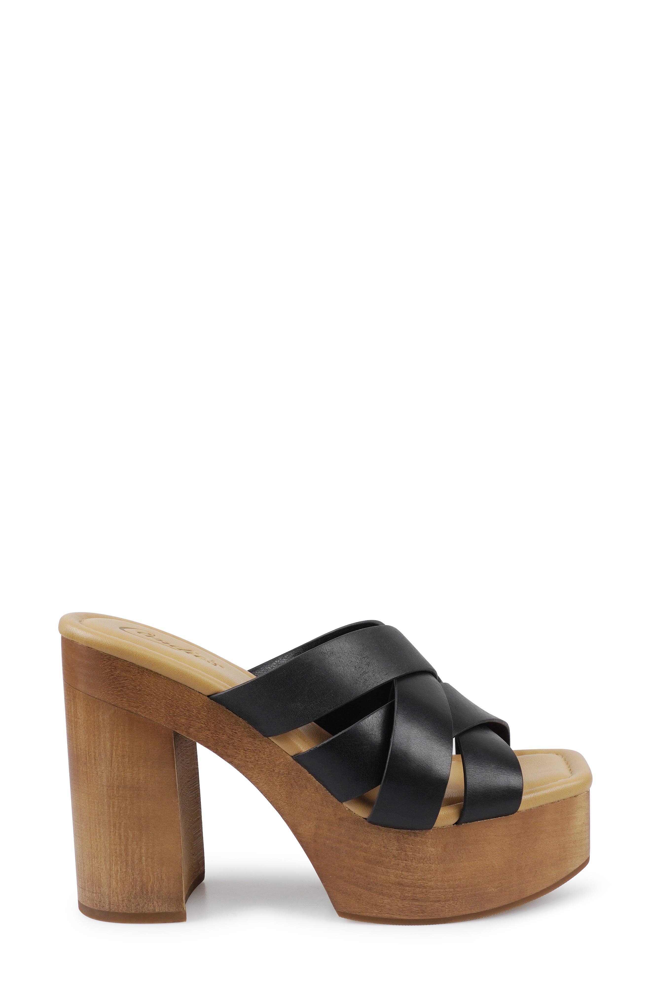Candie's Marlie Platform Slide Sandal, Alternate, color, Black Leather
