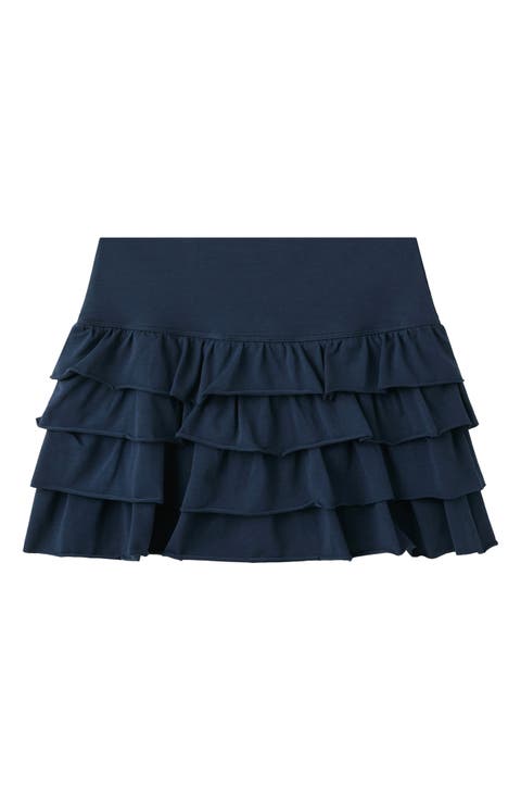 Ruffled Stretch Cotton Miniskirt