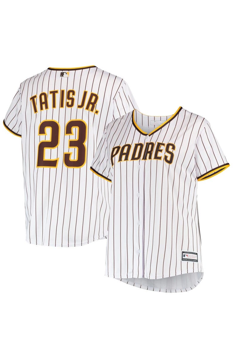 PROFILE Women's Fernando Tatis Jr. White/Brown San Diego Padres Plus Size Replica Player Jersey, Main, color, 