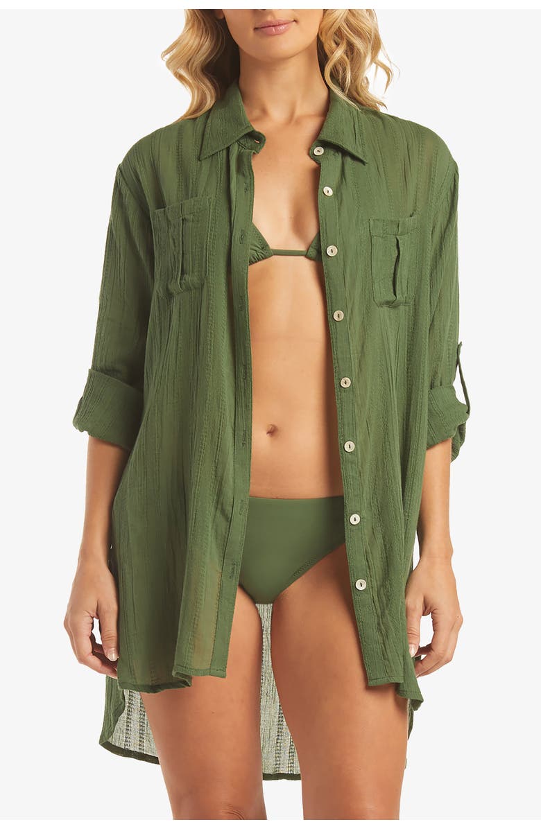 HELEN JON Relaxed Shirt Dress, Alternate, color, Fatigue