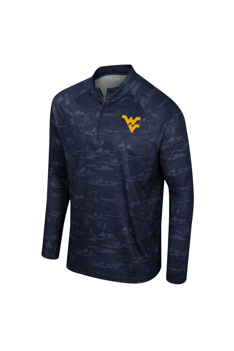 Men's Colosseum Navy West Virginia Mountaineers Carson Raglan Quarter-Zip Jacket, Alternate, color, Navy