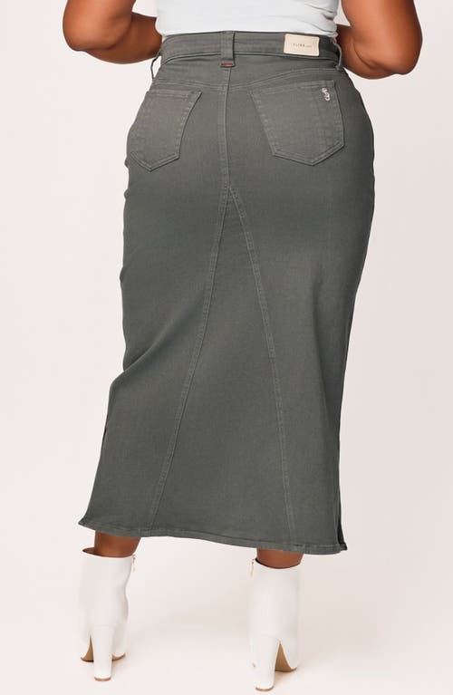 Slink Jeans Denim Midi Skirt In Dark Olive