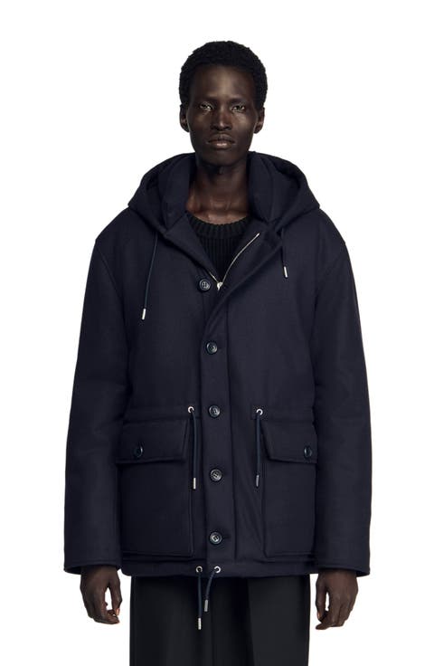 Hooded wool parka