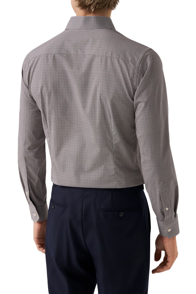 Slim Fit Microprint Signature Cotton Twill Dress Shirt, Alternate, color, MEDIUM RED