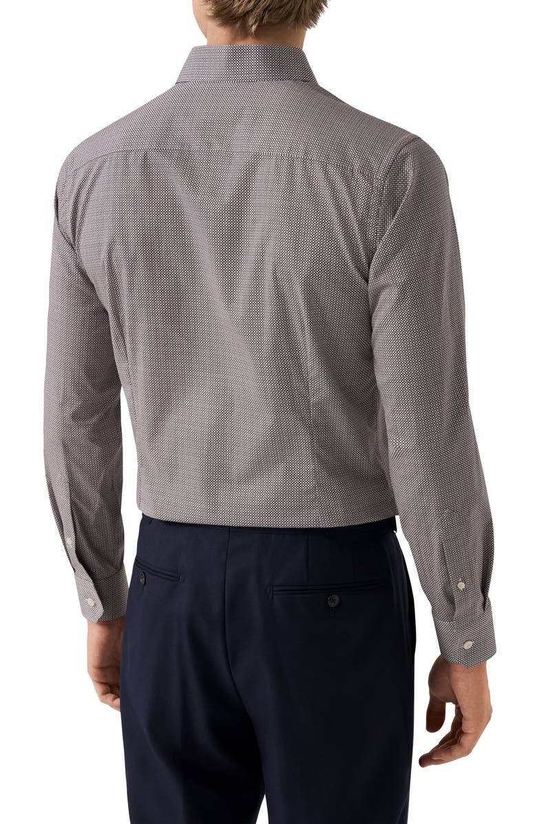 Eton Slim Fit Microprint Signature Cotton Twill Dress Shirt, Alternate, color, Medium Red
