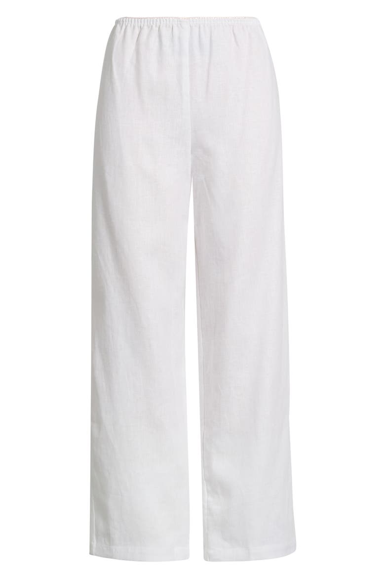Lilah Lace Trim Linen Pants, Main, color, WHITE