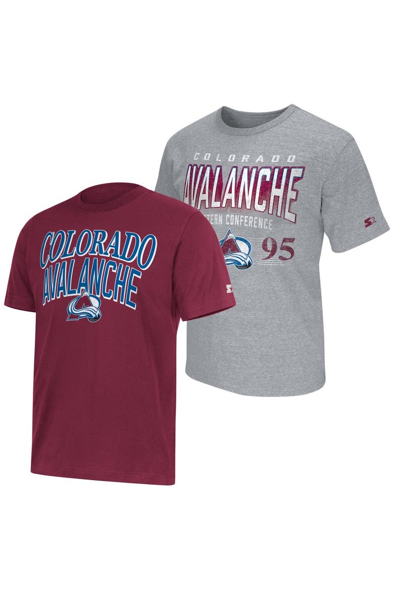 Men's Starter  Burgundy/Heather Gray Colorado Avalanche Two-Pack T-Shirt Set, Main, color, Burgundy