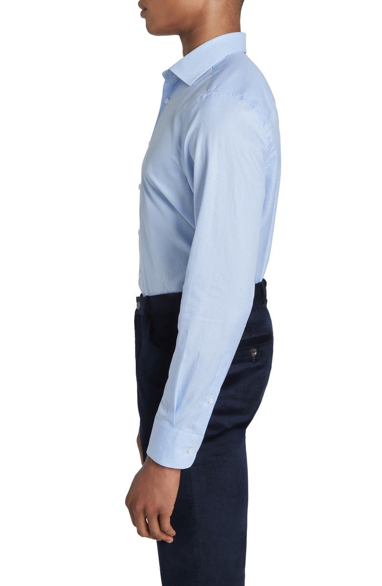 Jack Victor Josiah Giza Houndstooth Cotton Dress Shirt, Alternate, color, Blue