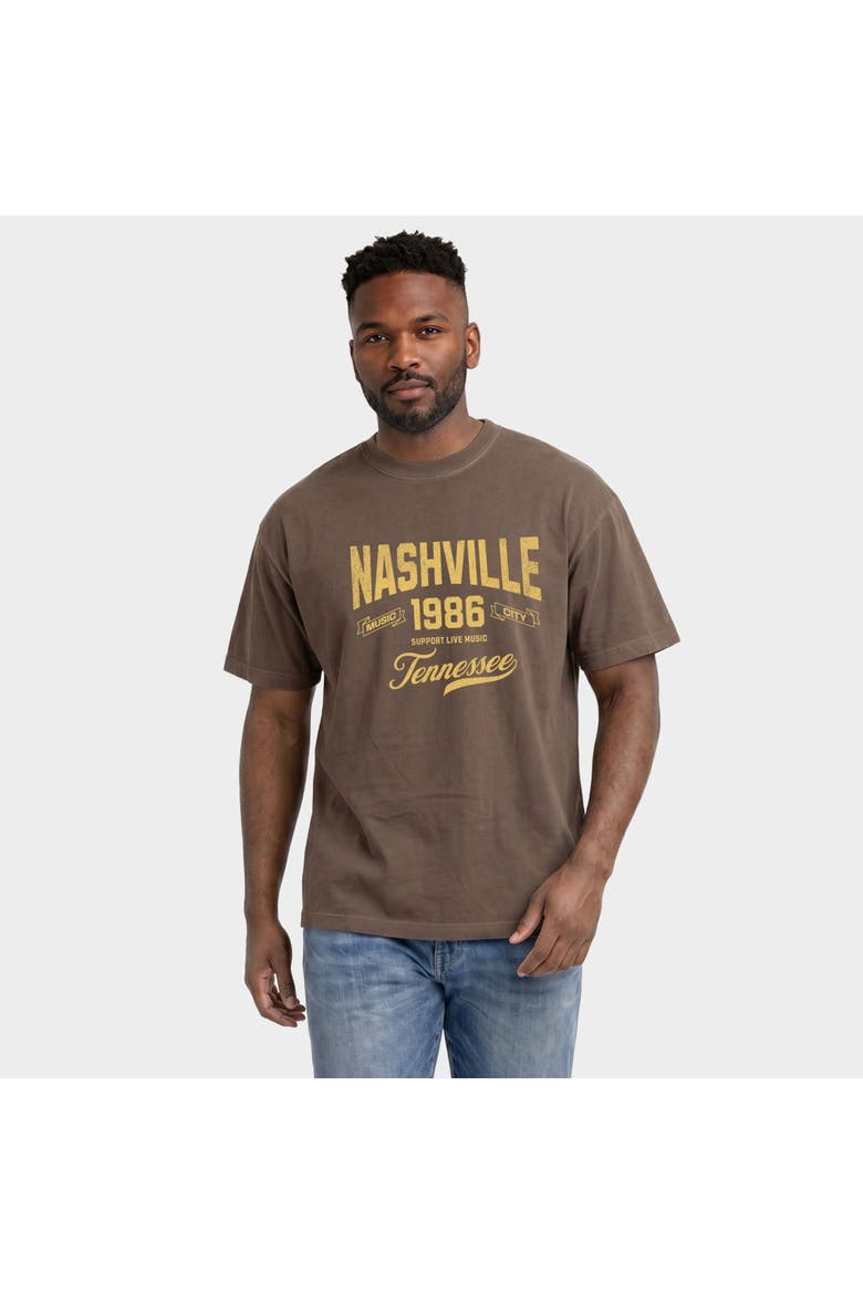 Nashville Tennessee Music City Garment Dyed T-Shirt, Alternate, color, Espresso