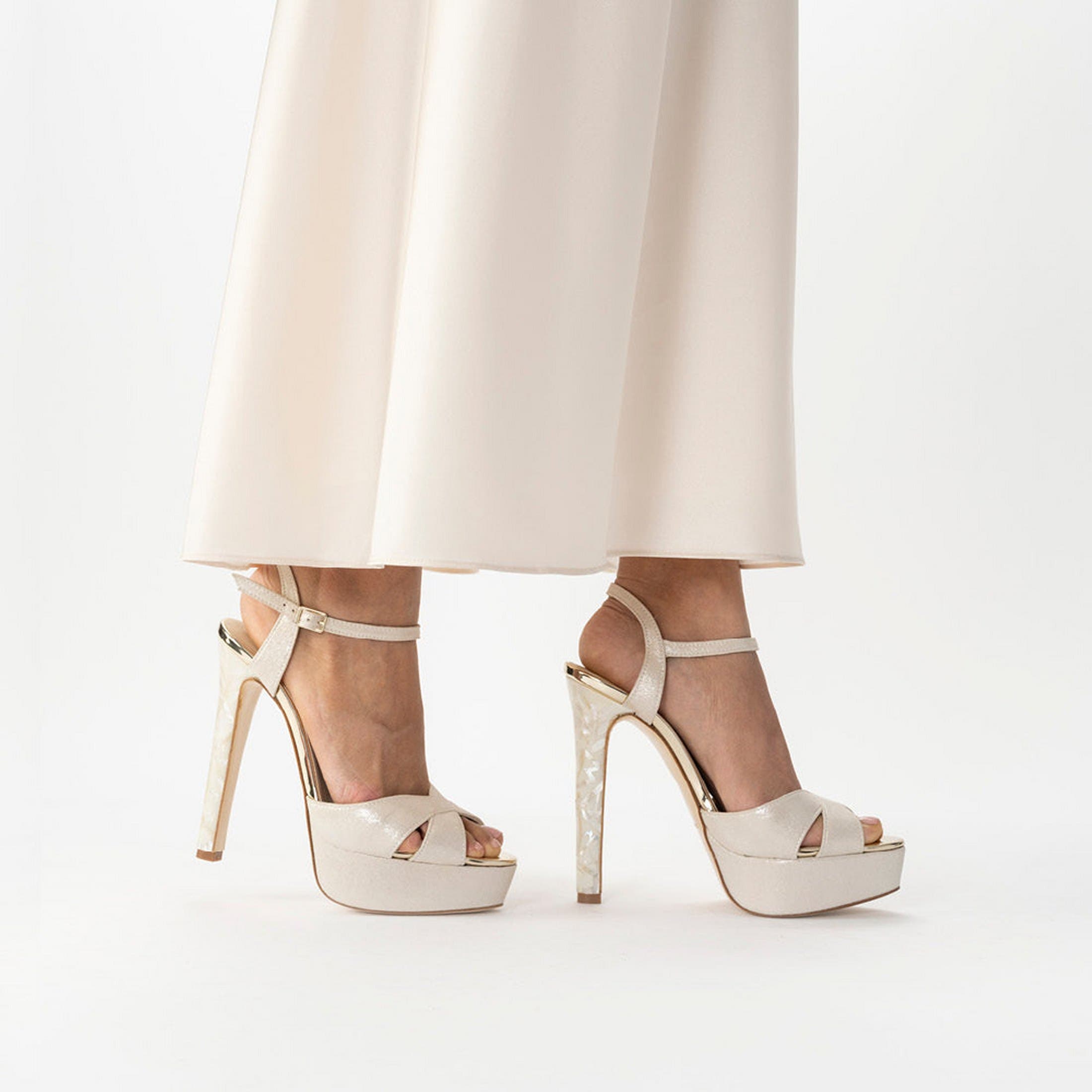 Freya Rose Ankle Strap Pearl Platform Heel Sandal, Alternate, color, Ivory