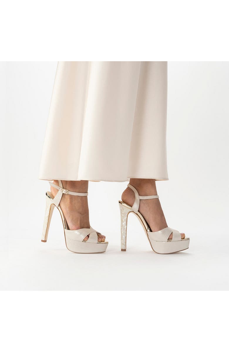 Freya Rose Ankle Strap Pearl Platform Heel Sandal, Alternate, color, Ivory