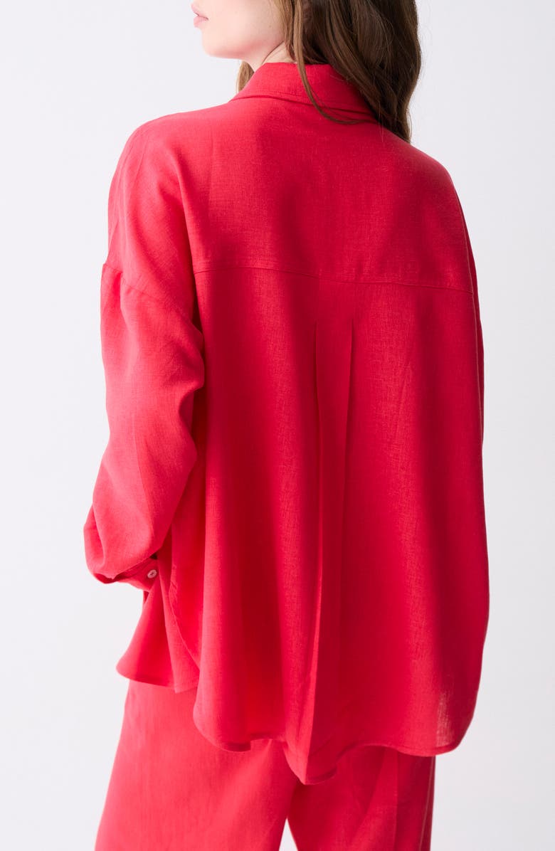 DELUC Roxa Button-Up Tunic Shirt, Alternate, color, Red