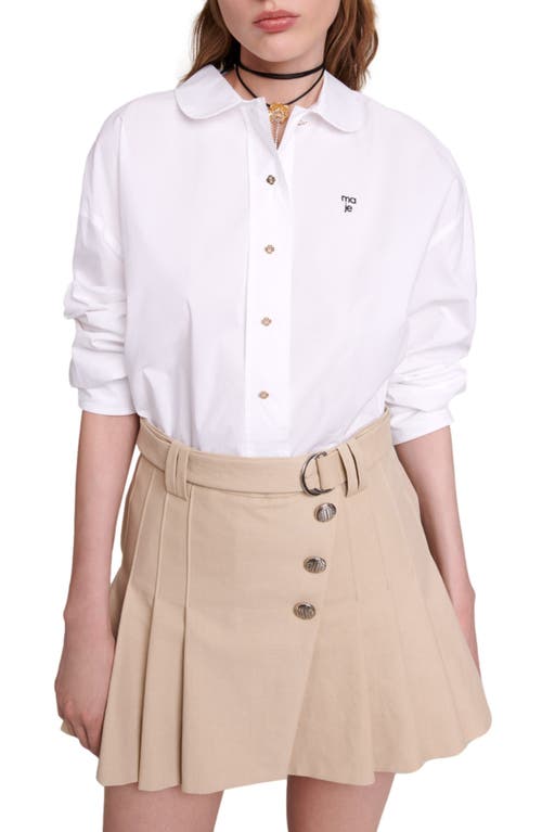 Maje Womens Naturels Jumita Button-embellished Pleated Cotton Mini Skirt In Beige