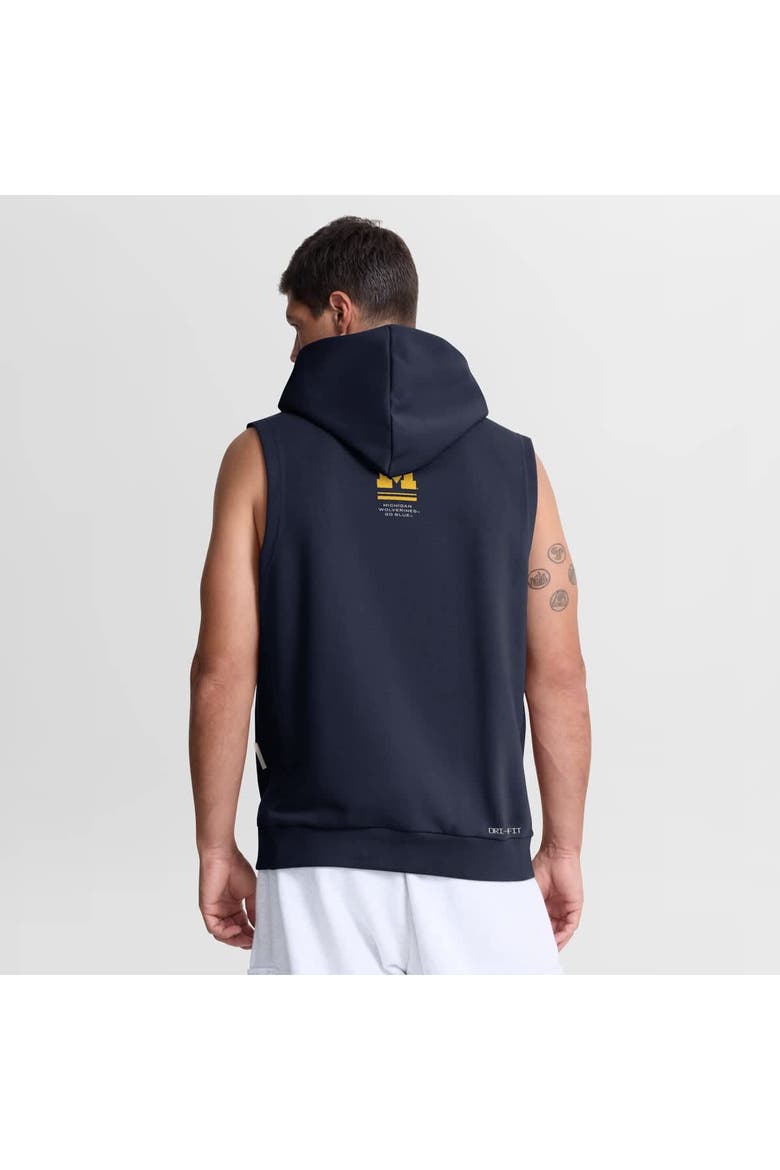 Men's Jordan Brand  Navy Michigan Wolverines 2026 Sideline Sleeveless Dri-FIT Hoodie, Main, color, Navy
