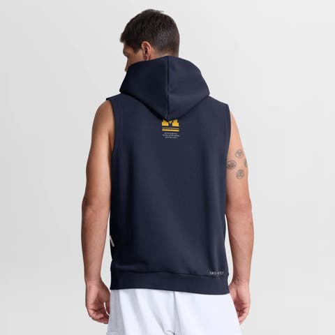 Men's Jordan Brand  Navy Michigan Wolverines 2026 Sideline Sleeveless Dri-FIT Hoodie