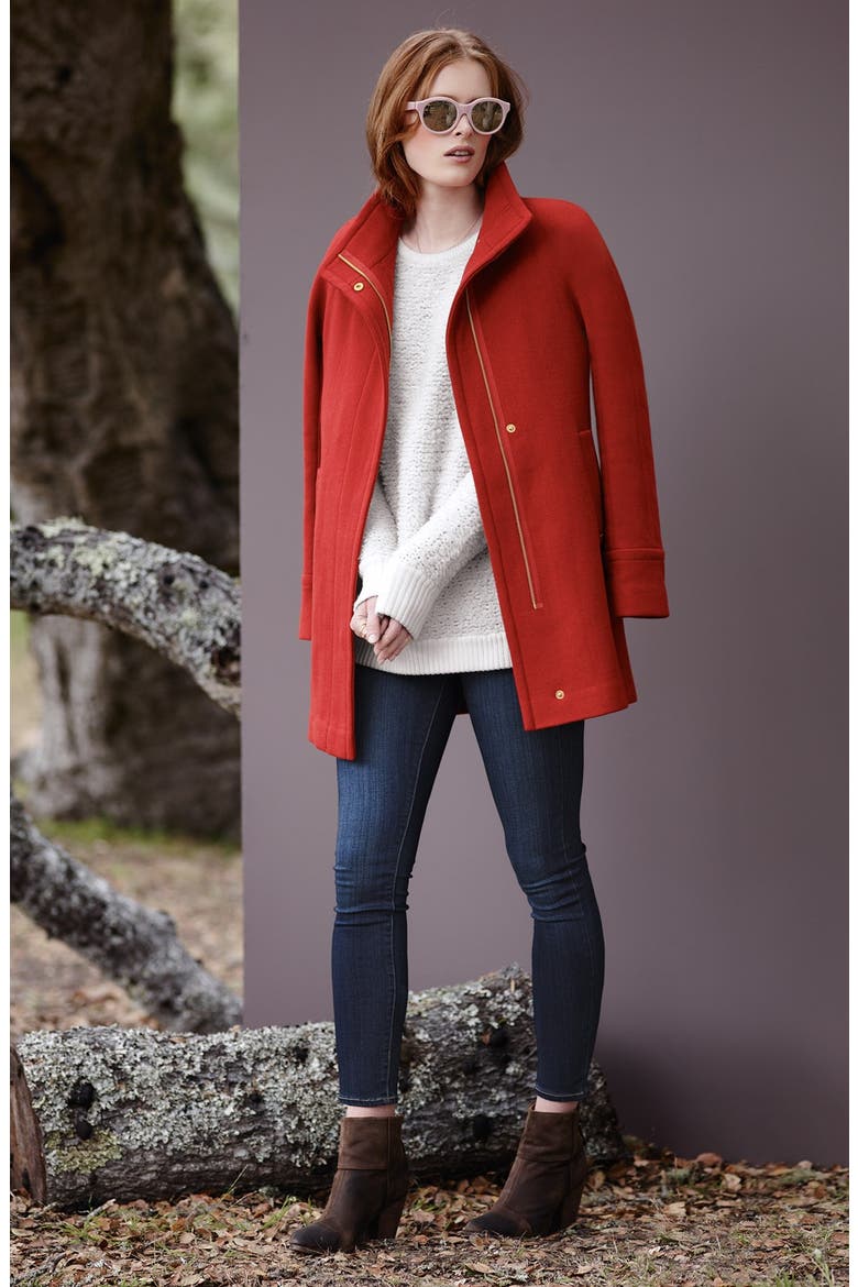 Wool Blend Stadium Coat, Alternate, color, COBALT