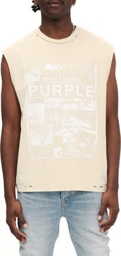 PURPLE BRAND Textured Jersey Graphic Muscle Tee