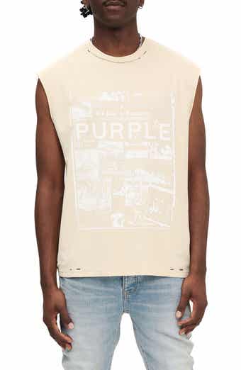 PURPLE BRAND Textured Jersey Graphic Muscle Tee