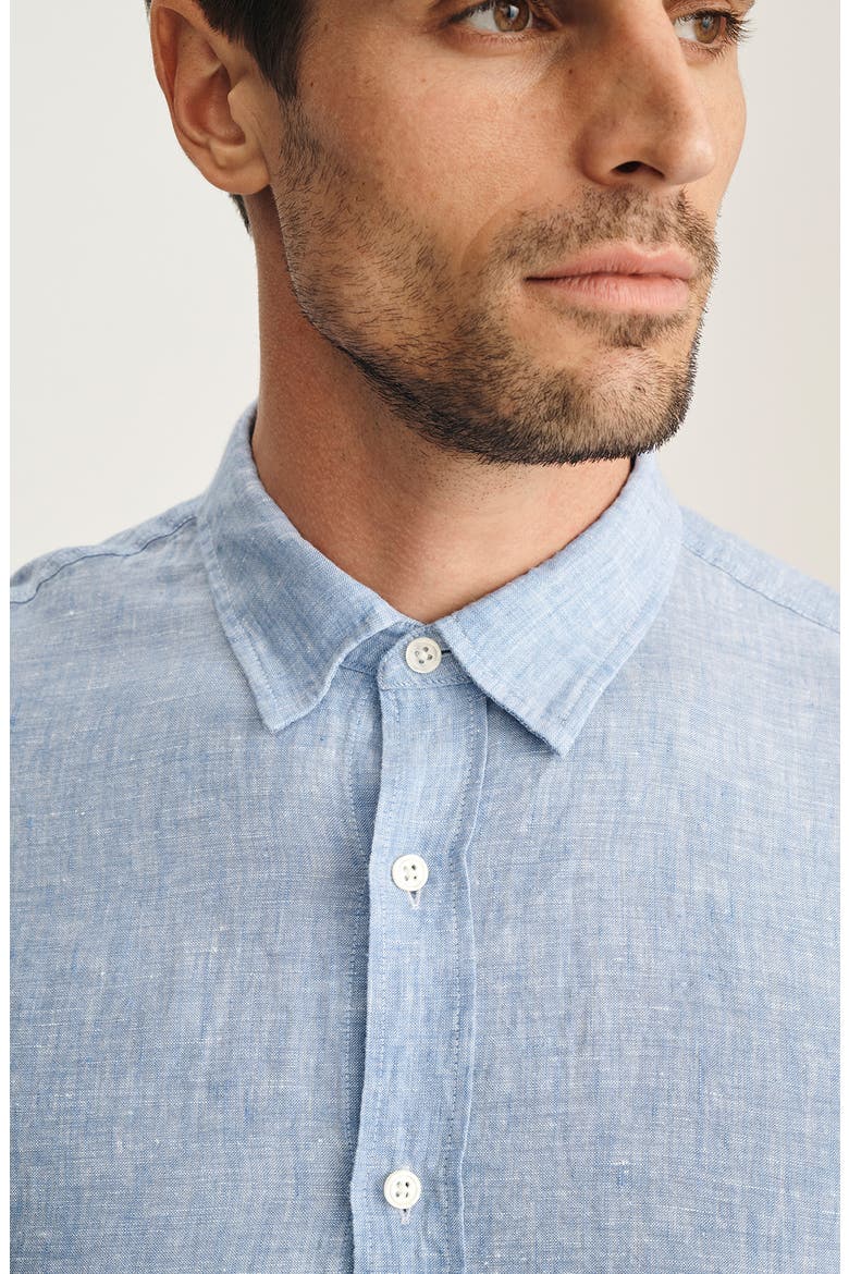 Linen Button-Up Shirt, Alternate, color, DARK BLUE