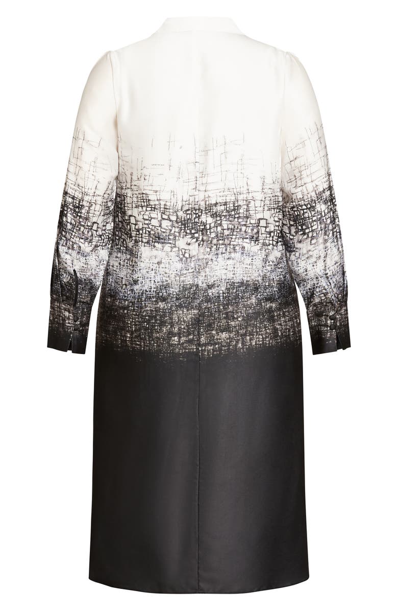 City Chic Caroline Gradient Print Long Sleeve Shirtdress, Alternate, color,