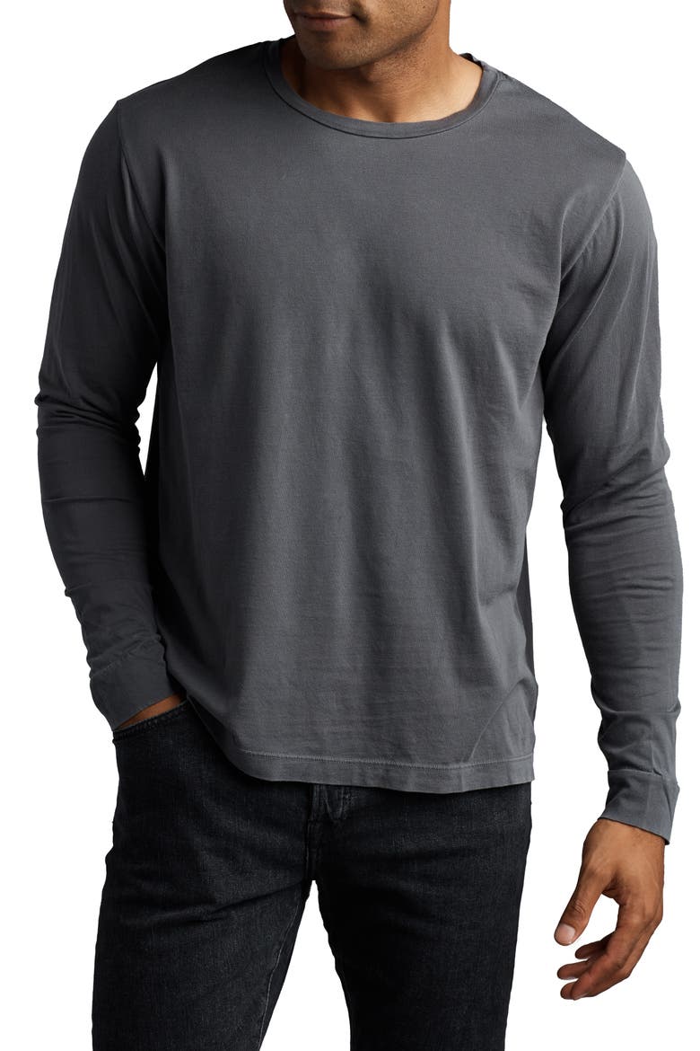Asher Standard Long Sleeve Cotton T-Shirt, Main, color, FADED BLACK