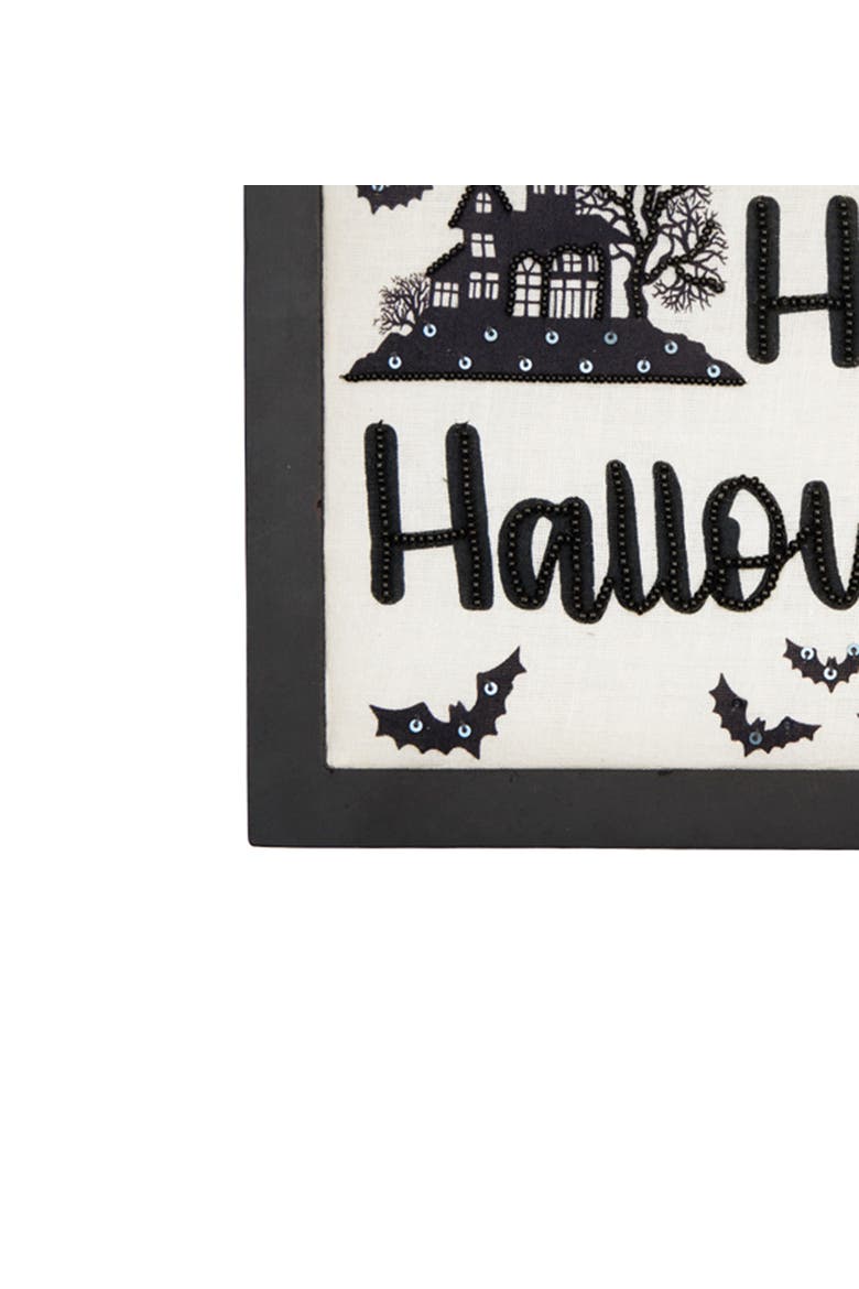 Black Cat & House "Happy Halloween" Mango Wood Shadow Box, 9" x 12", Alternate, color, Black