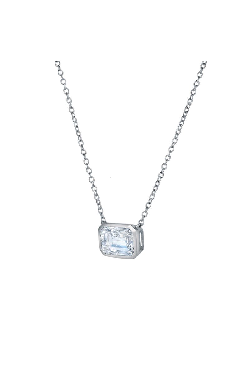 Glinda 3 Ct Lab Grown Diamond Emerald Bezel 14K Gold Necklace, Alternate, color, 14K White Gold