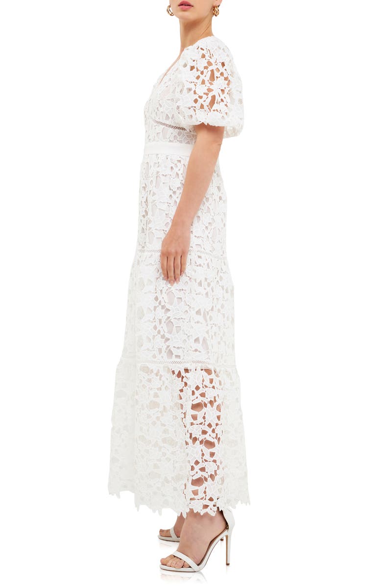 Endless Rose Puff Sleeve Tiered Lace Maxi Dress, Alternate, color,