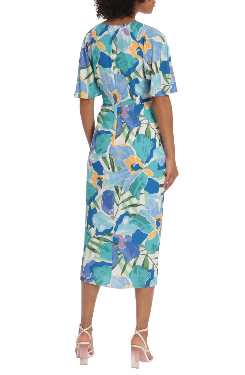 Maggy London Floral Wrap Front Midi Dress, Alternate, color, 