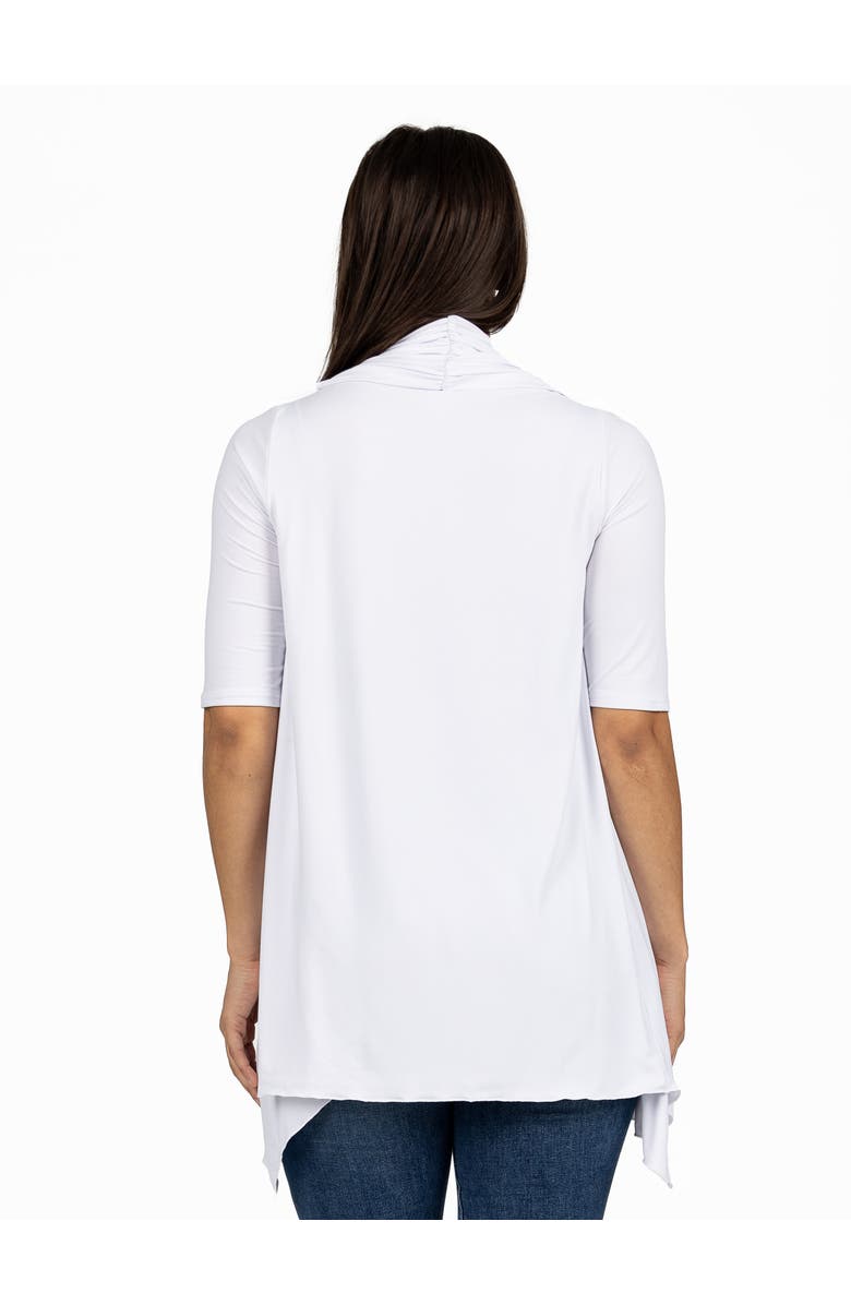 24seven Comfort Apparel Loose Fit Open Front Cardigan with Half Sleeve, Alternate, color, White