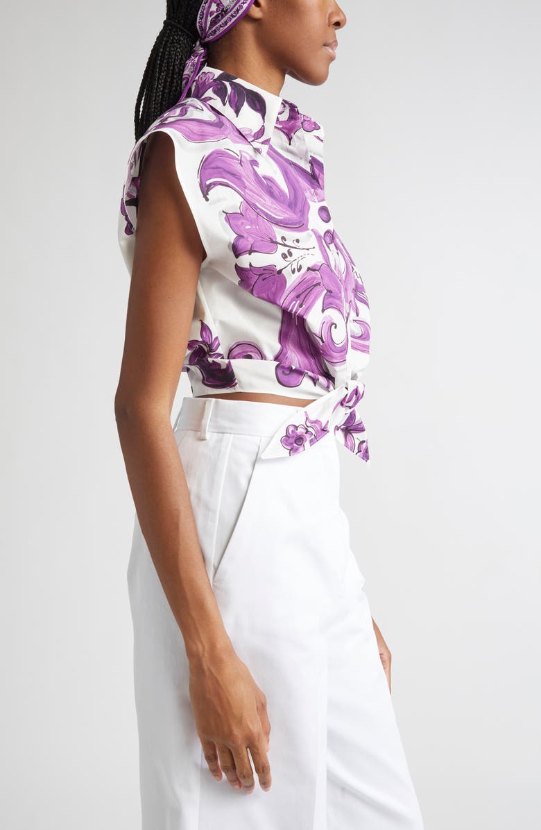 Dolce&Gabbana Majolica Print Cotton Poplin Shirt, Alternate, color, Ip3tn Mix Maiolica Viola