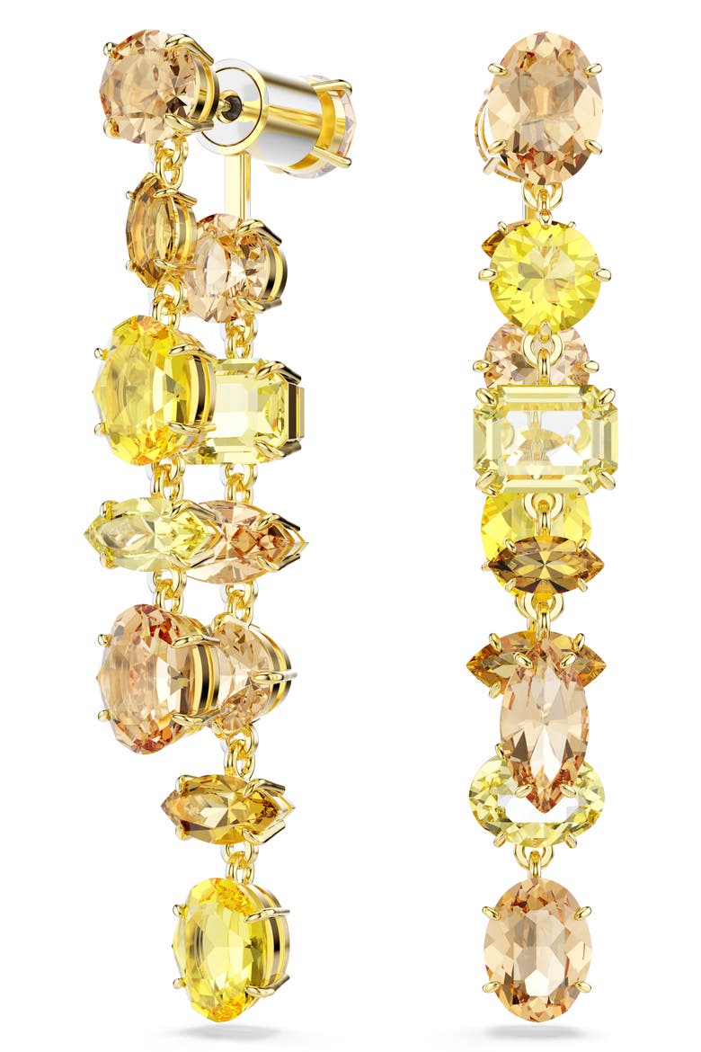 Gema Mixed Cut Crystal Front/Back Earrings, Main, color, GOLD