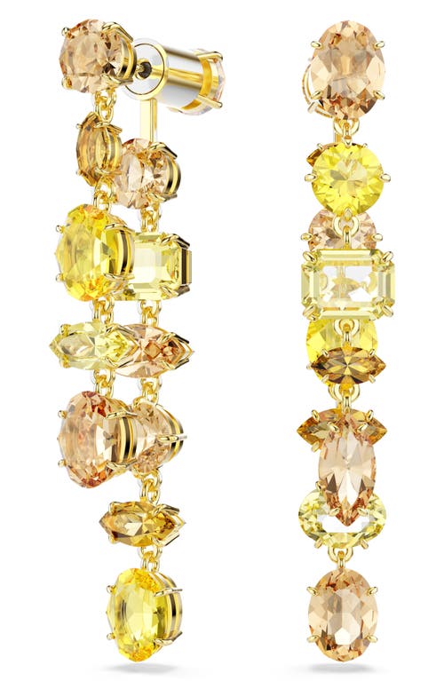 Swarovski Gema Mixed Cut Crystal Front/back Earrings In Gold