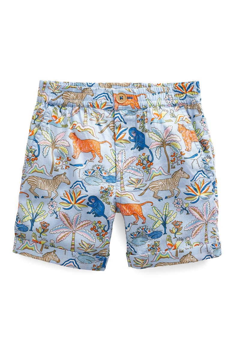 Kids' Smart Roll-Up Linen & Cotton Shorts, Main, color, SURF TROPICAL GARDEN