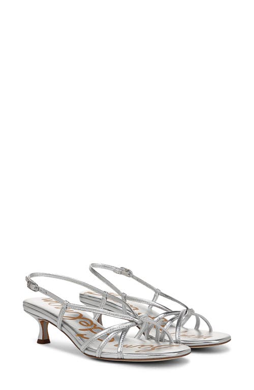 Sam Edelman Cressa Strappy Kitten Heel Sandal Soft Silver Leather In Soft Silver