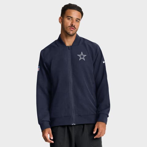 Men's Nike Navy Dallas Cowboys Sideline Powerful Blocking Full-Zip Bomber Jacket