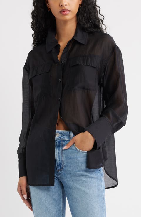 Oversize Organza Button-Up Shirt