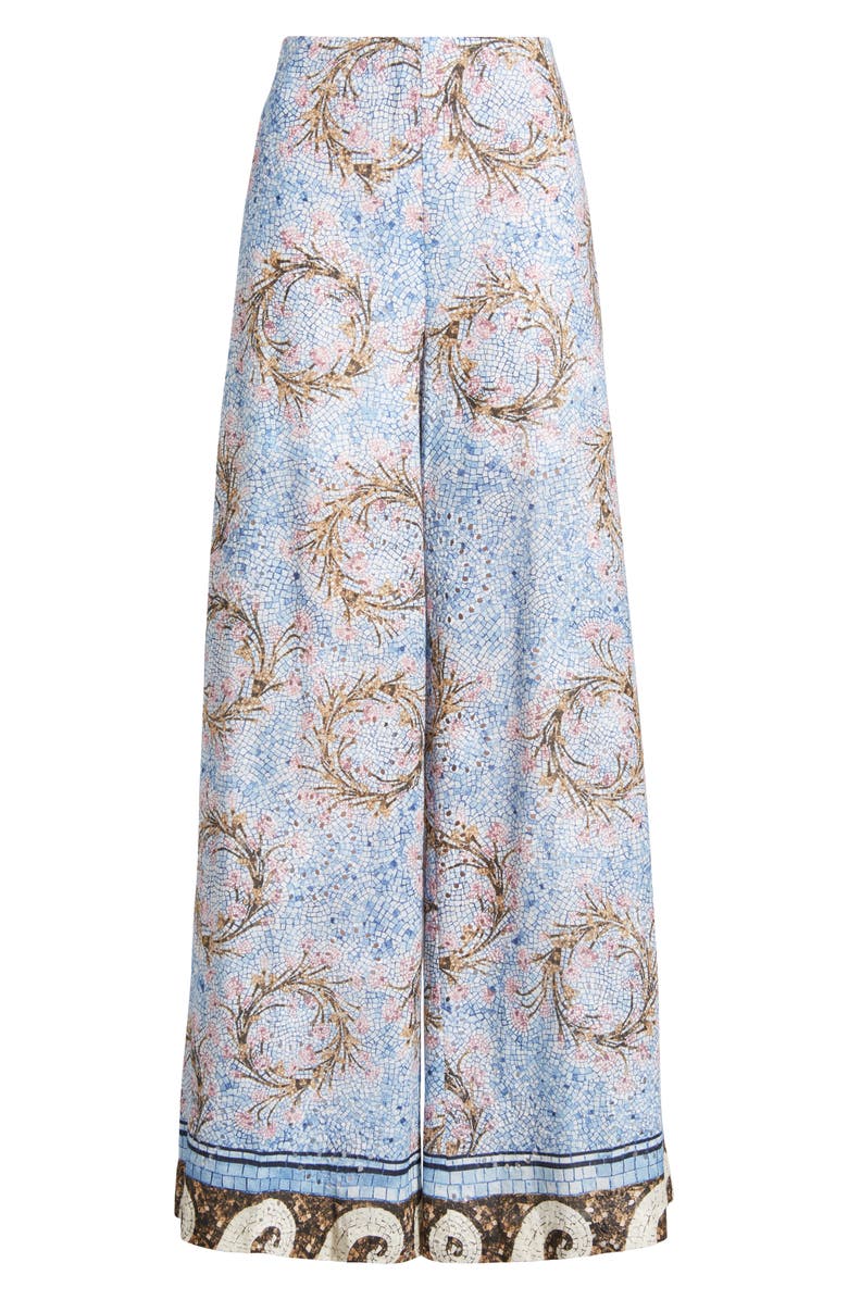 KOBI HALPERIN Lilley Tile Print Eyelet Wide Leg Cotton Pants, Alternate, color,
