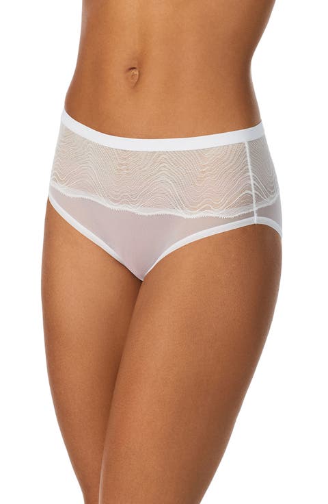 Wave Lace Trim Mesh Hipster Panties