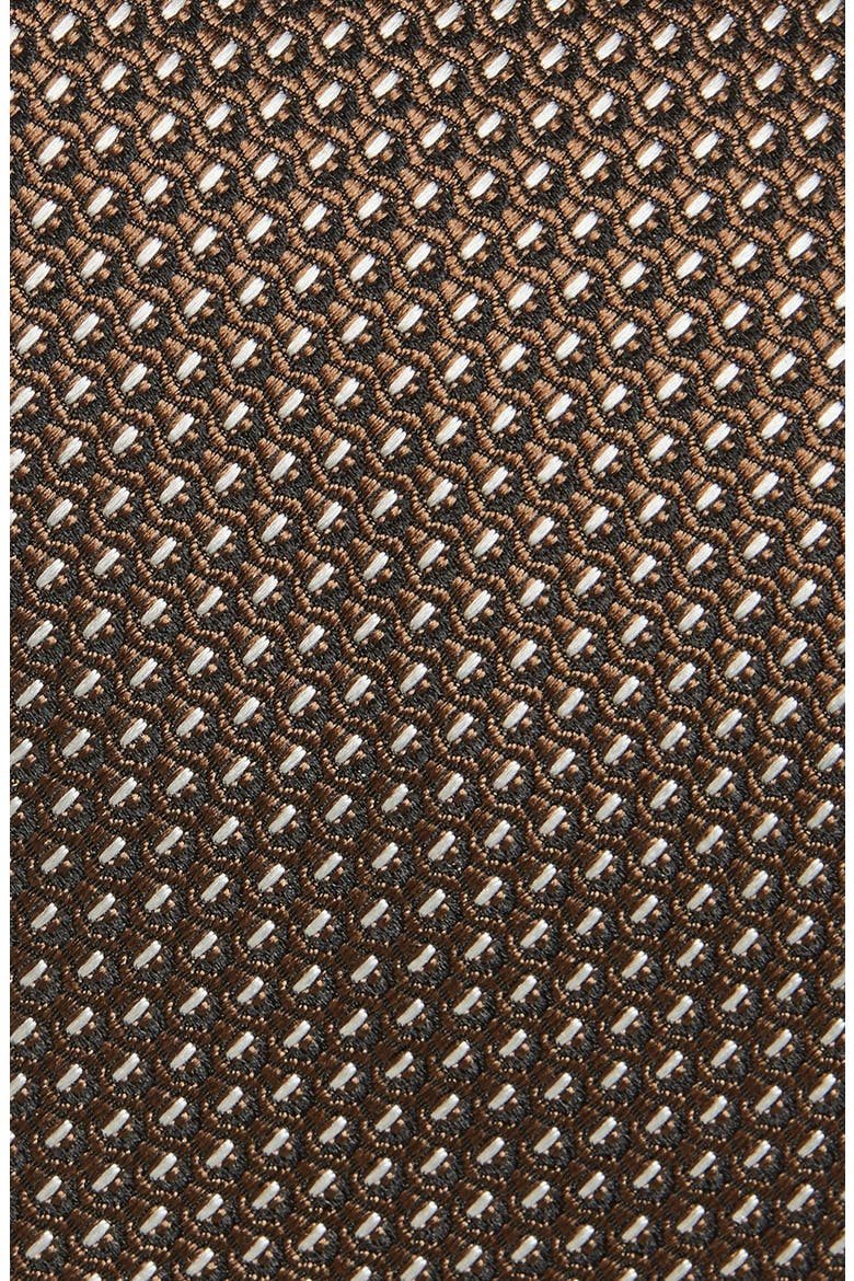 Geo Jacquard Mulberry Silk Tie, Alternate, color, KB361 BRONZE BROWN