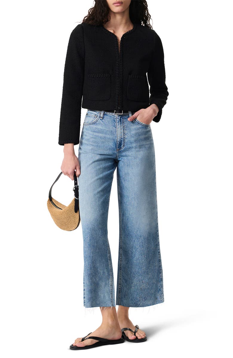 rag & bone Cheyenne Tweed Jacket, Alternate, color, Black