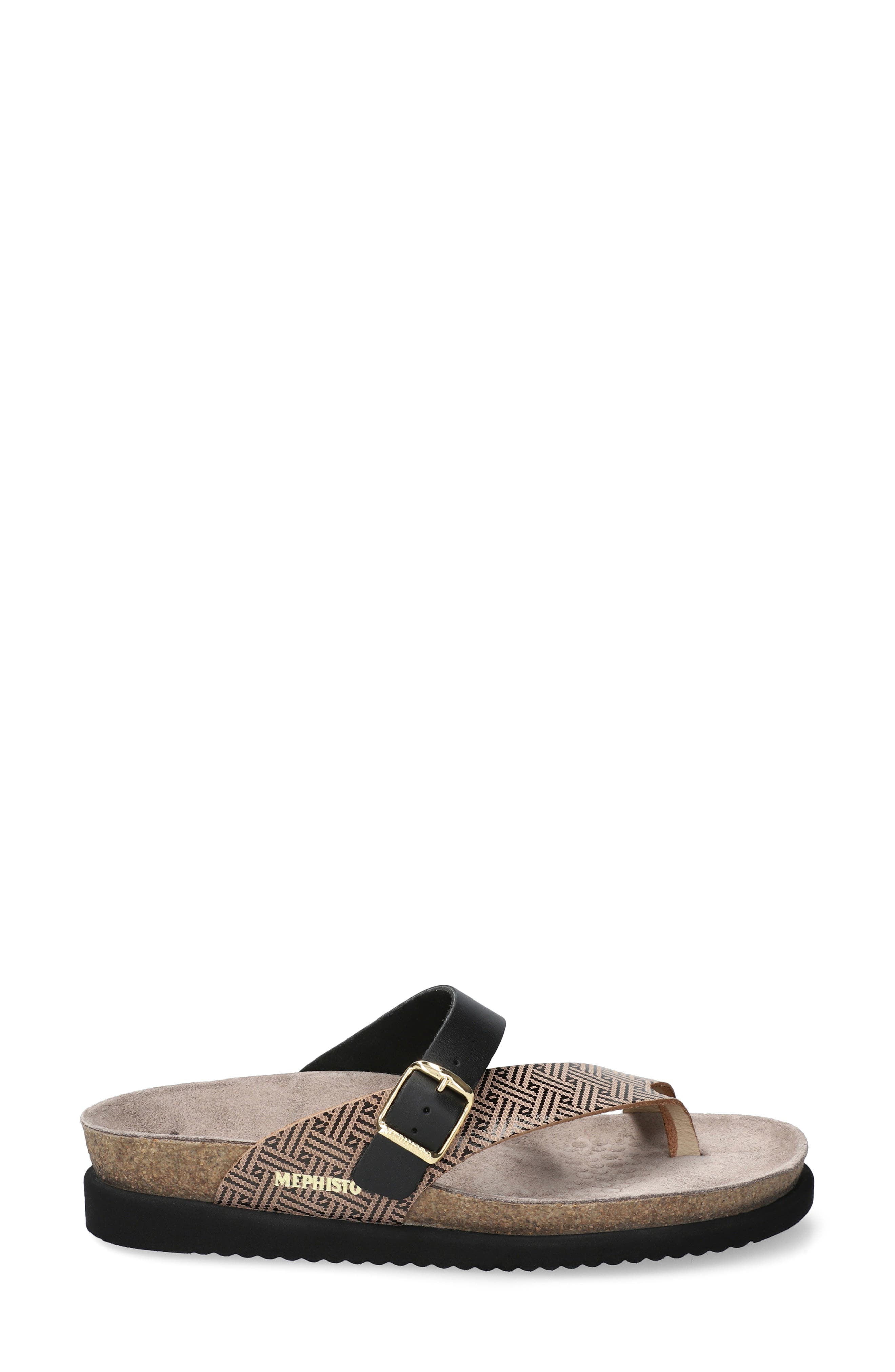 Mephisto Helen Mix Toe Loop Sandal, Alternate, color, Black Helios