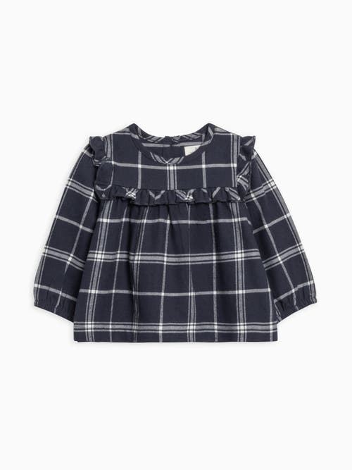 Kendi Kids'  Sally Organic Flannel Ruffle Neckline Top In Black