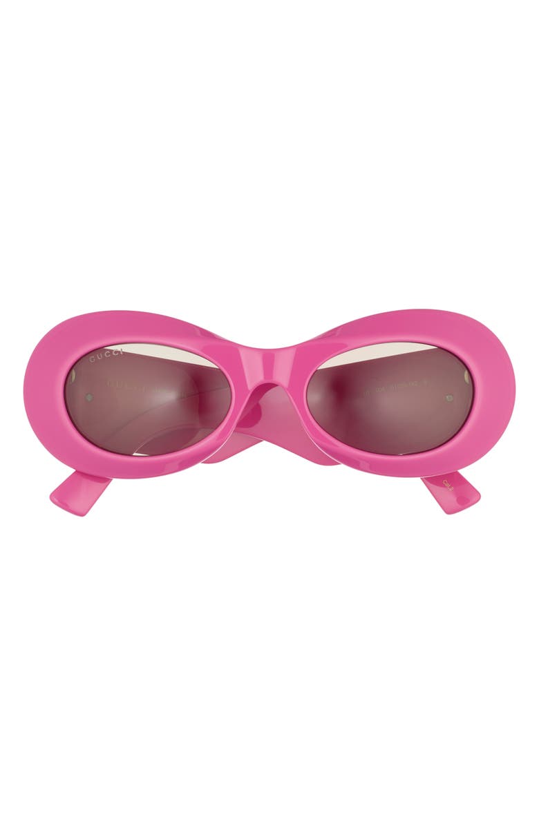 Gucci 51mm Oval Sunglasses, Main, color, Fuchsia Fuchsia Grey