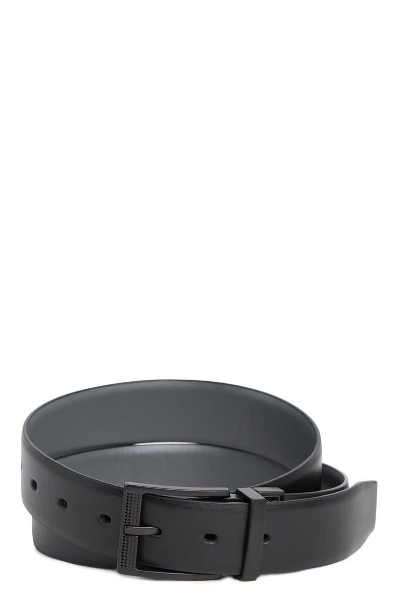 Reversible Leather Belt, Main, color, BLK/GREY
