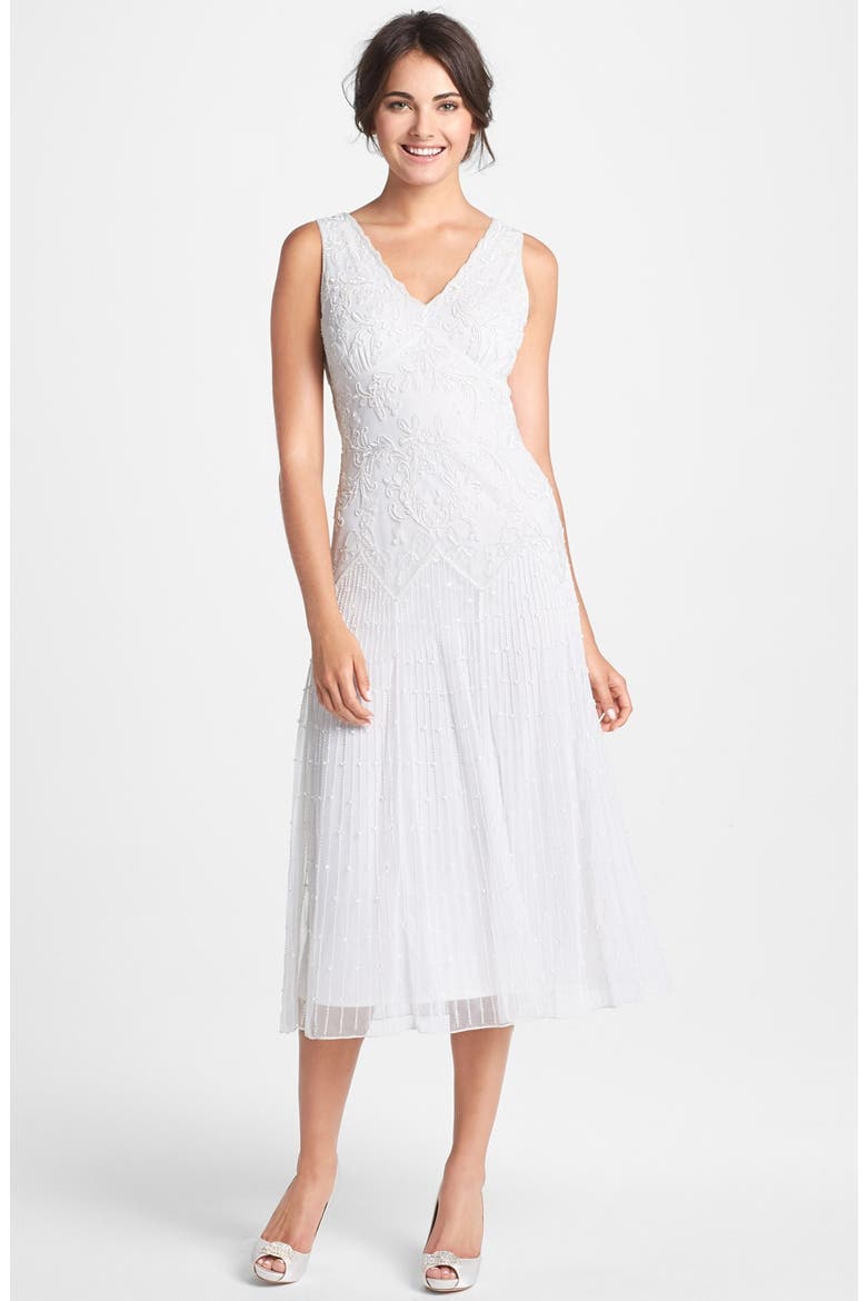 Beaded Mesh Dress, Main, color, IVORY