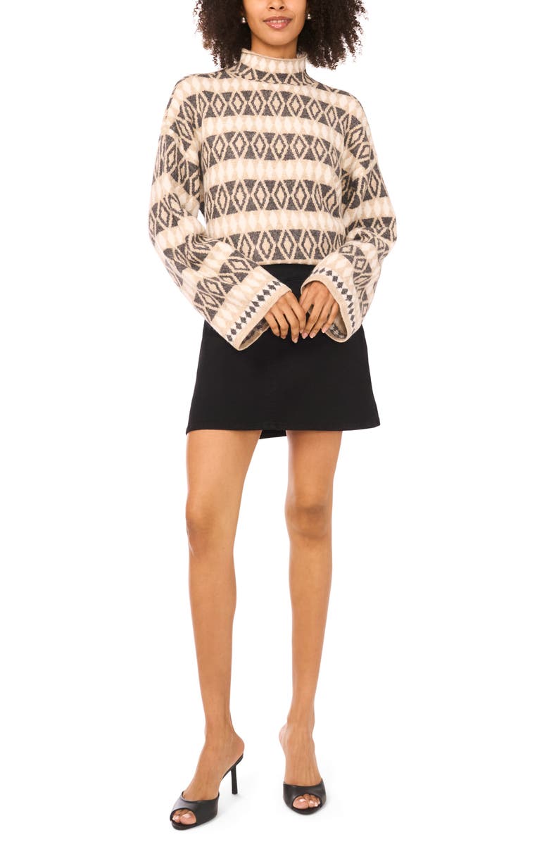 Vince Camuto Diamond Pattern Mock Neck Sweater, Alternate, color, Oatmeal